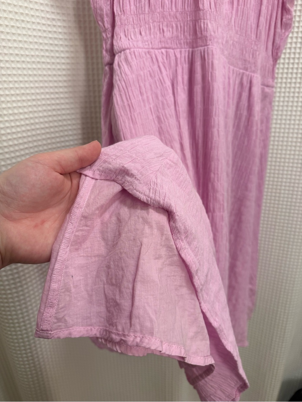 J Crew Light Pink Ruffle-Sleeve Waffle Texture Dress - XL - Picture 6 of 6